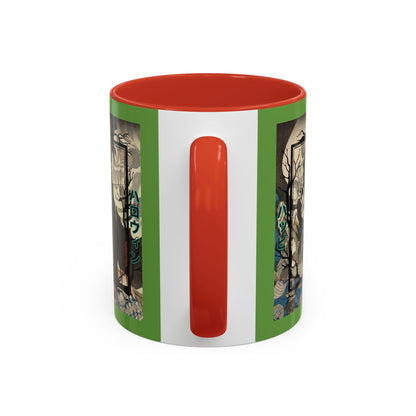 Yōkai Happy Halloween Green Accent Mug by CreepyCrafts.boo