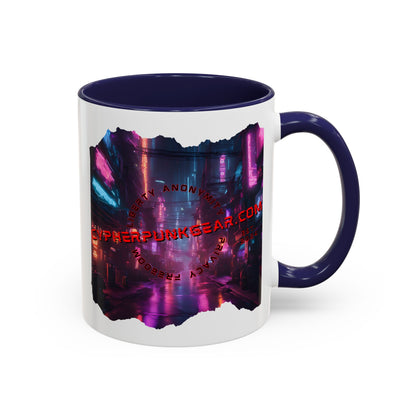 2-sided, cypherpunkgear.com Logo & Cityscape Accent Mug by cypherpunkgear.com
