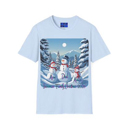 Snowman Family of 3 Light colors Unisex T-Shirt by cypherpunkgear.com