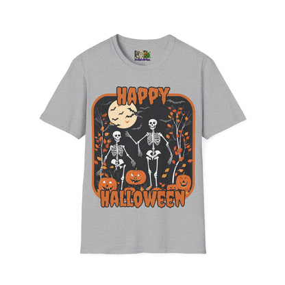 Spooktacular Skeletons of Halloween Light colors Unisex T-shirt by CreepyCrafts.boo