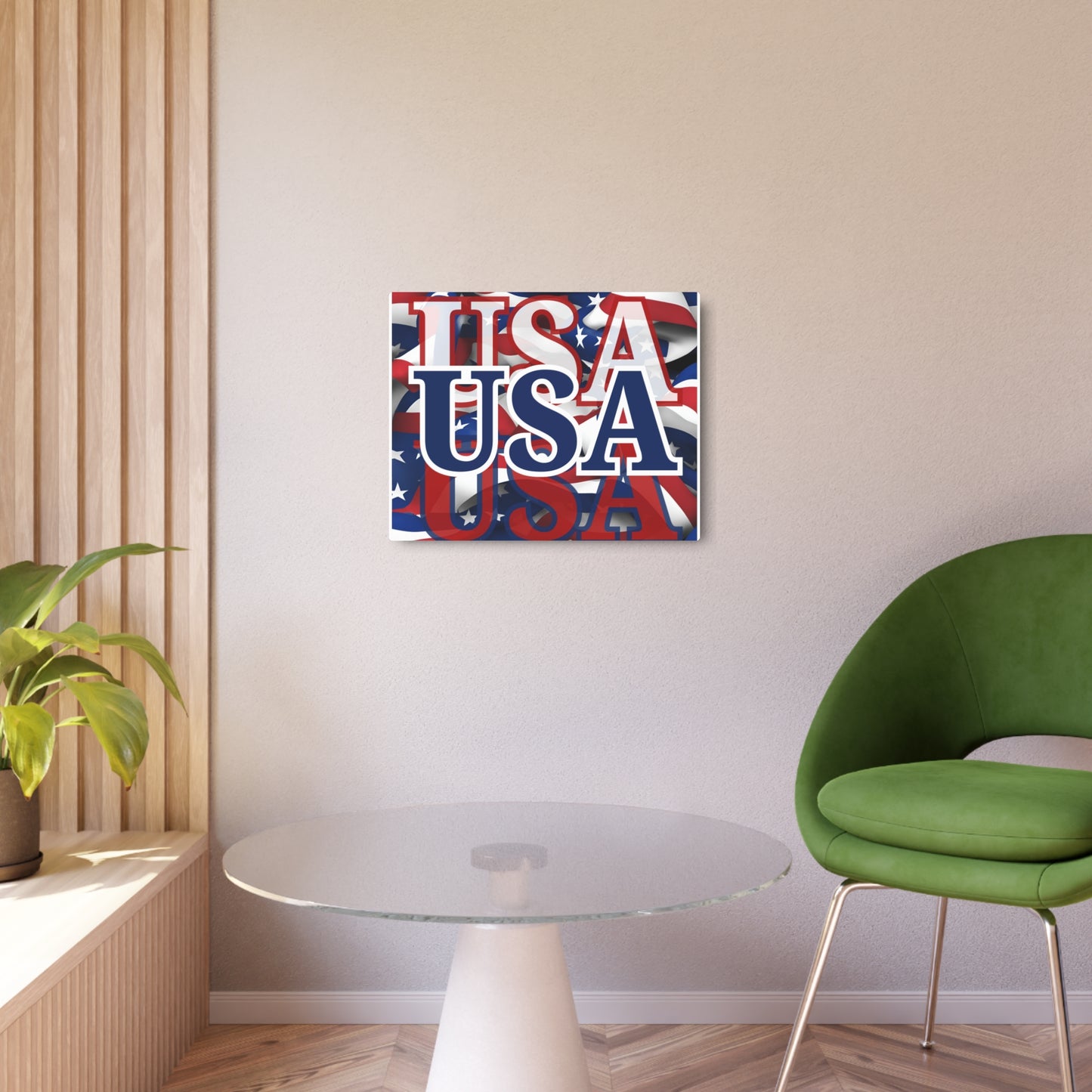 USA! USA! USA Blue Center Metal Art Sign by cypherpunkgear