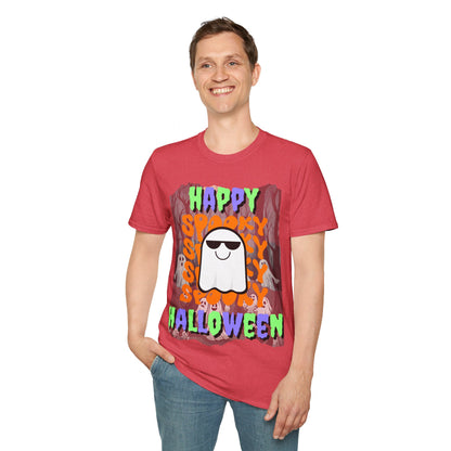 Spooky Happy Halloween Ghost MXfont Unisex T-Shirt by cypherpunkgear