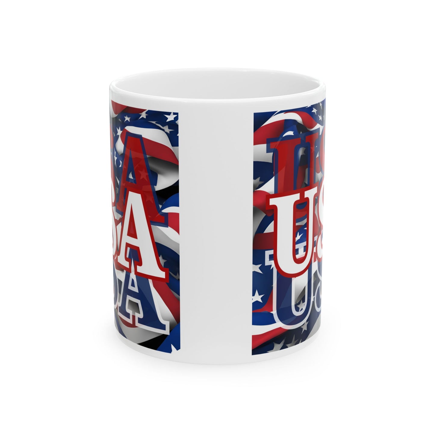 USA White font Center Patriot White Mug by cypherpunkgear.com
