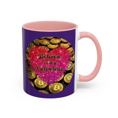 Bitcoin is My Valentine Purple Accent Mug by cypherpunkgear.com