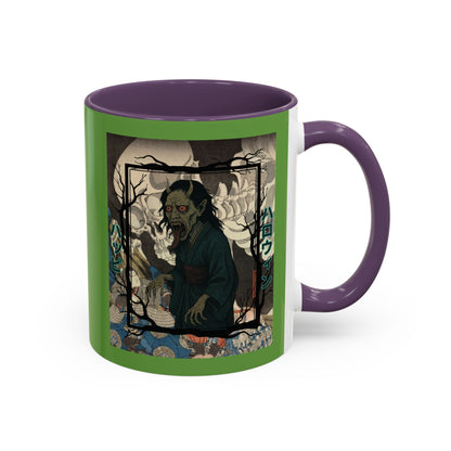 Yōkai Happy Halloween Green Accent Mug by CreepyCrafts.boo