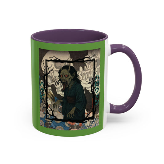 Yōkai Happy Halloween Green Accent Mug by CreepyCrafts.boo