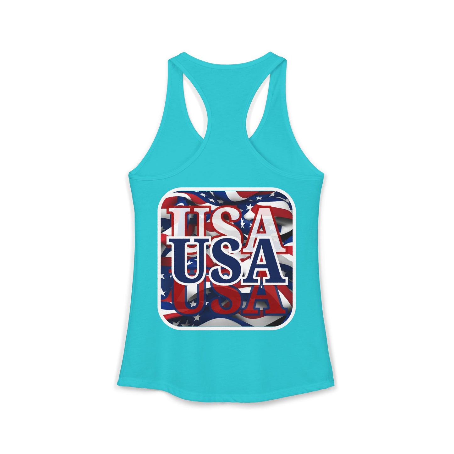 2-sided Red White and BLUE USA Patriot Women's Racerback Tank Top by cypherpunkgear.com