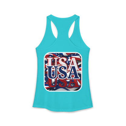 2-sided Red White and BLUE USA Patriot Women's Racerback Tank Top by cypherpunkgear.com