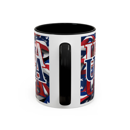 USA Blue font Center Patriot Accent Mug by cypherpunkgear.com
