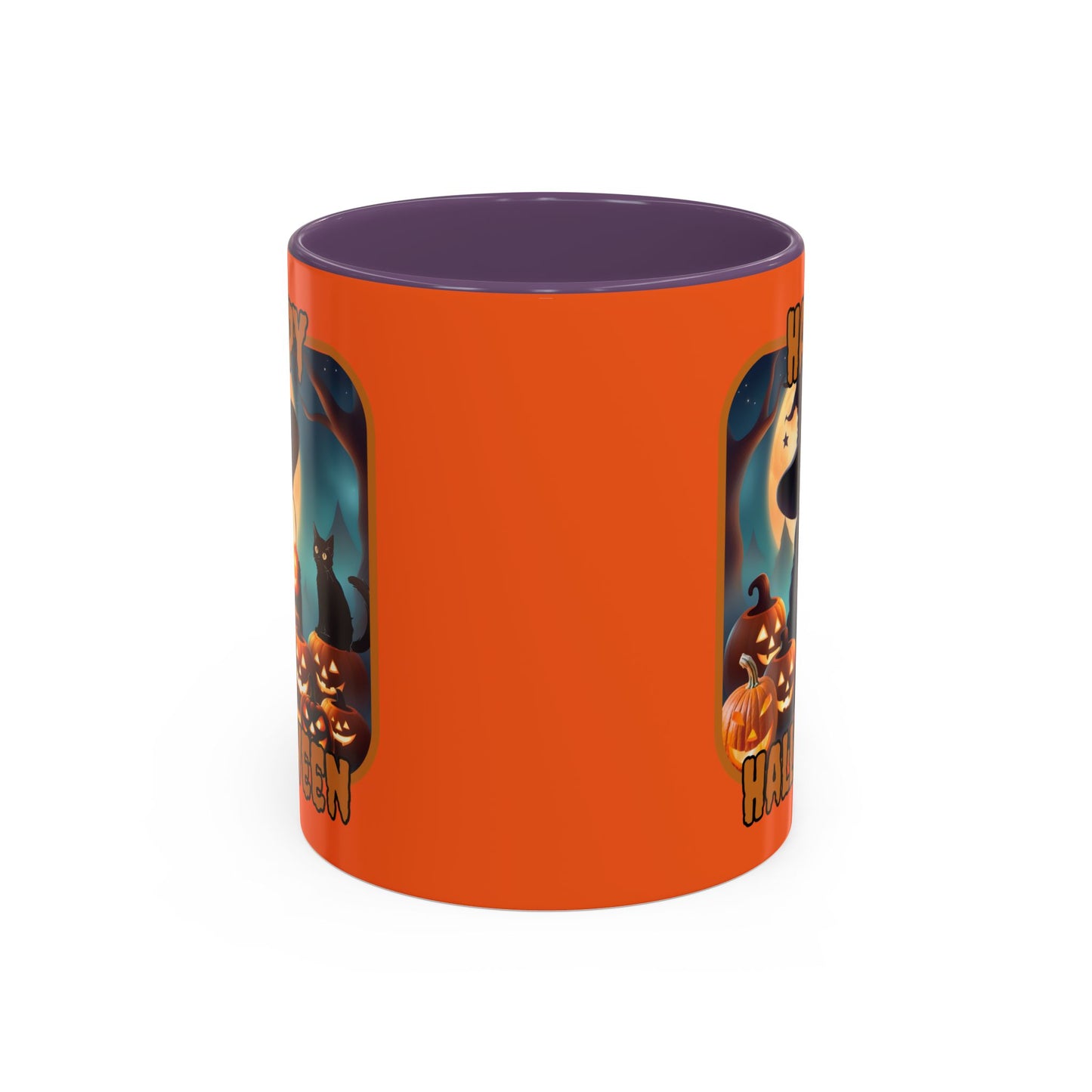 Happy Halloween Cute Witch Orange font Orange Accent Mug by CreepyCrafts.boo