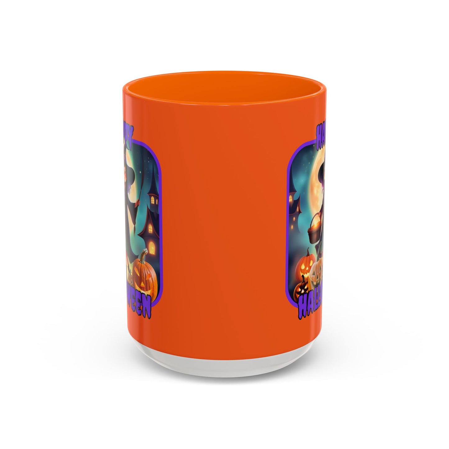 Happy Halloween Little Witch Purple font Orange Accent Mug by CreepyCrafts.boo