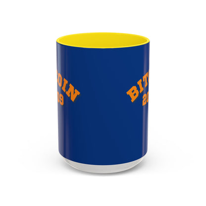Bitcoin 2009 Dark Blue Accent Mug by cypherpunkgear.com