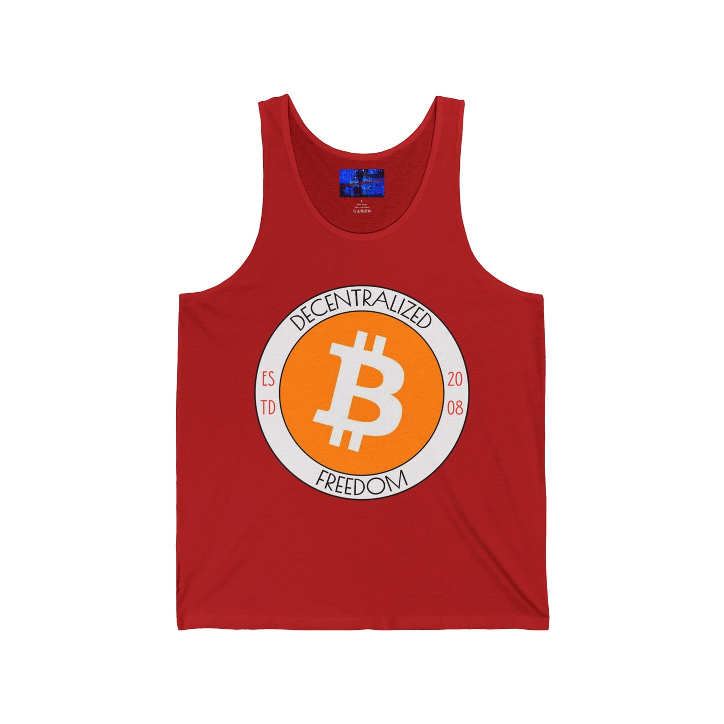 Bitcoin Decentralized Freedom Unisex Jersey Tank Top by cypherpunkgear