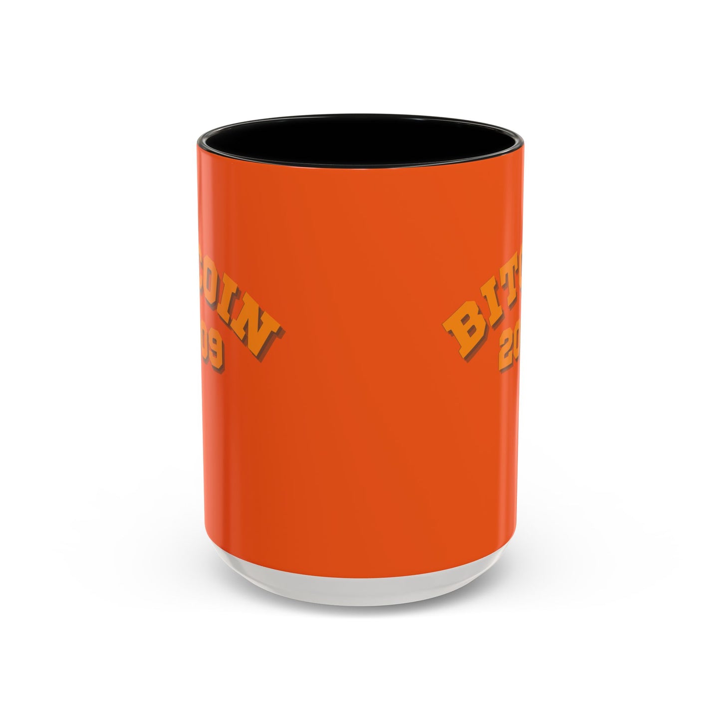 Bitcoin 2009 Orange Accent Mug by cypherpunkgear.com