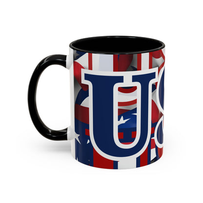 USA! USA! USA BLfont Patriot Accent Mug by cypherpunkgear