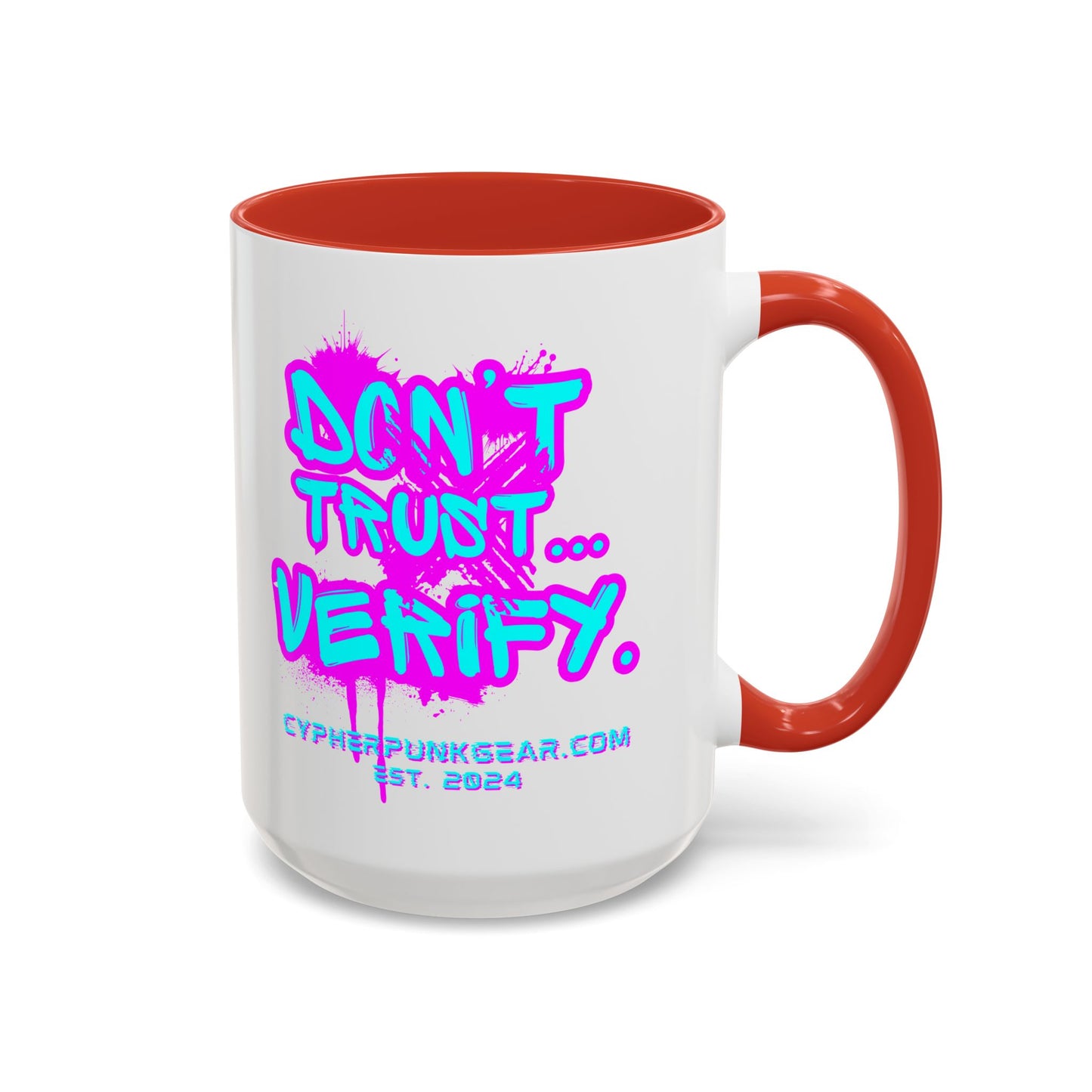 Don't Trust...Verify. White Accent Mug by cypherpunkgear.com
