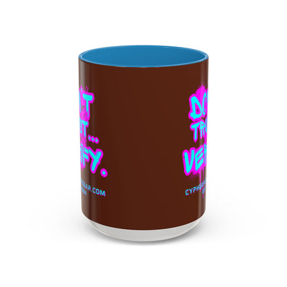 Don't Trust...Verify. Brown Accent Mug by cypherpunkgear.com