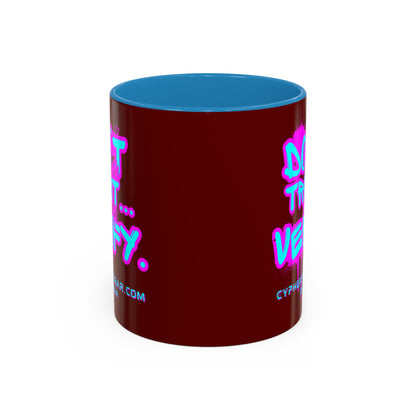 Don't Trust...Verify. Red Accent Mug by cypherpunkgear.com