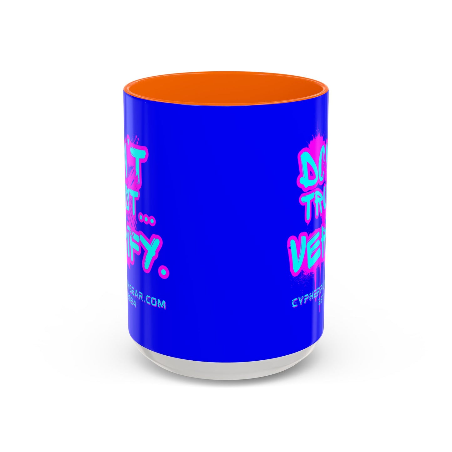 Don't Trust...Verify. Dark Blue Accent Mug by cypherpunkgear.com