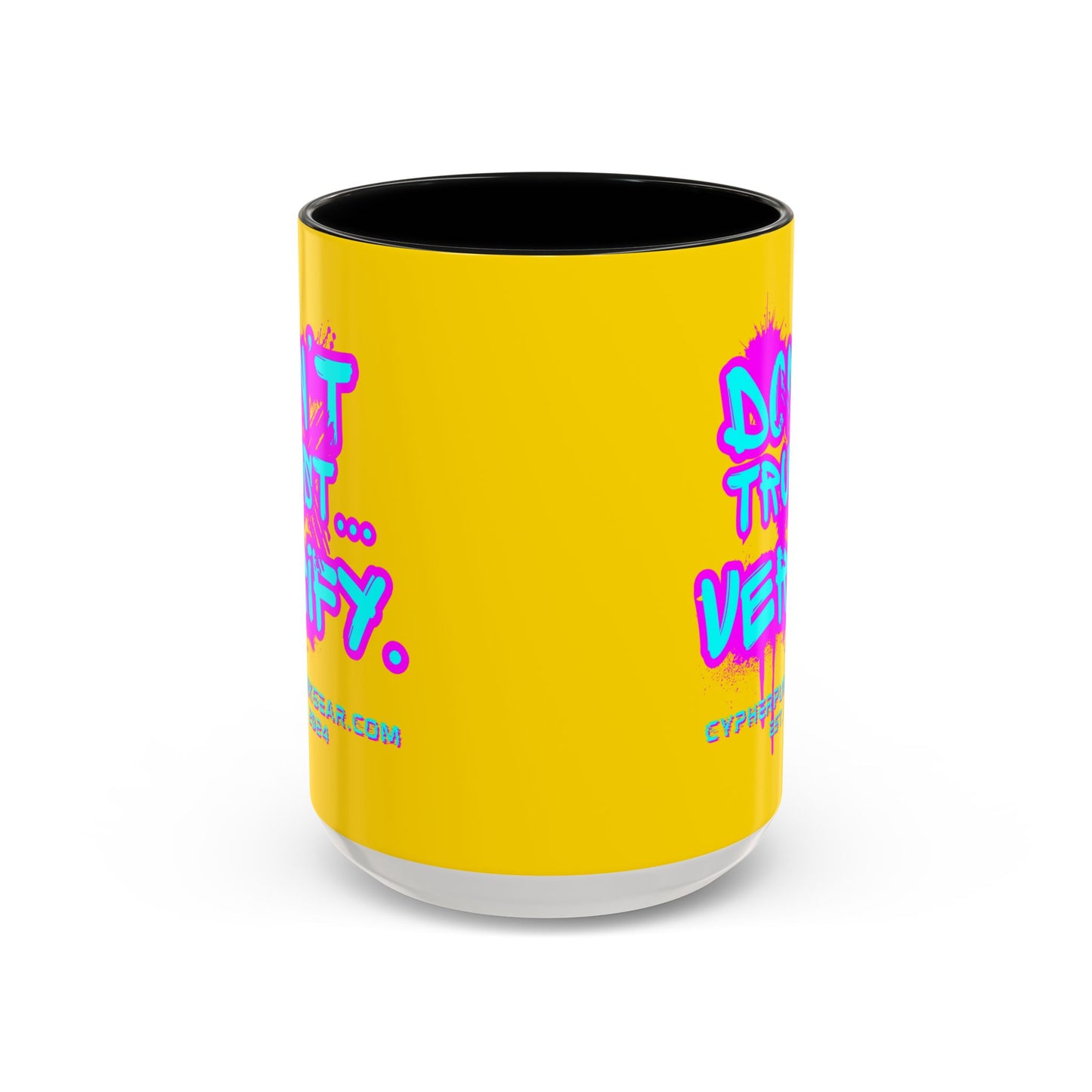 Don't Trust...Verify. Yellow Accent Mug by cypherpunkgear.com