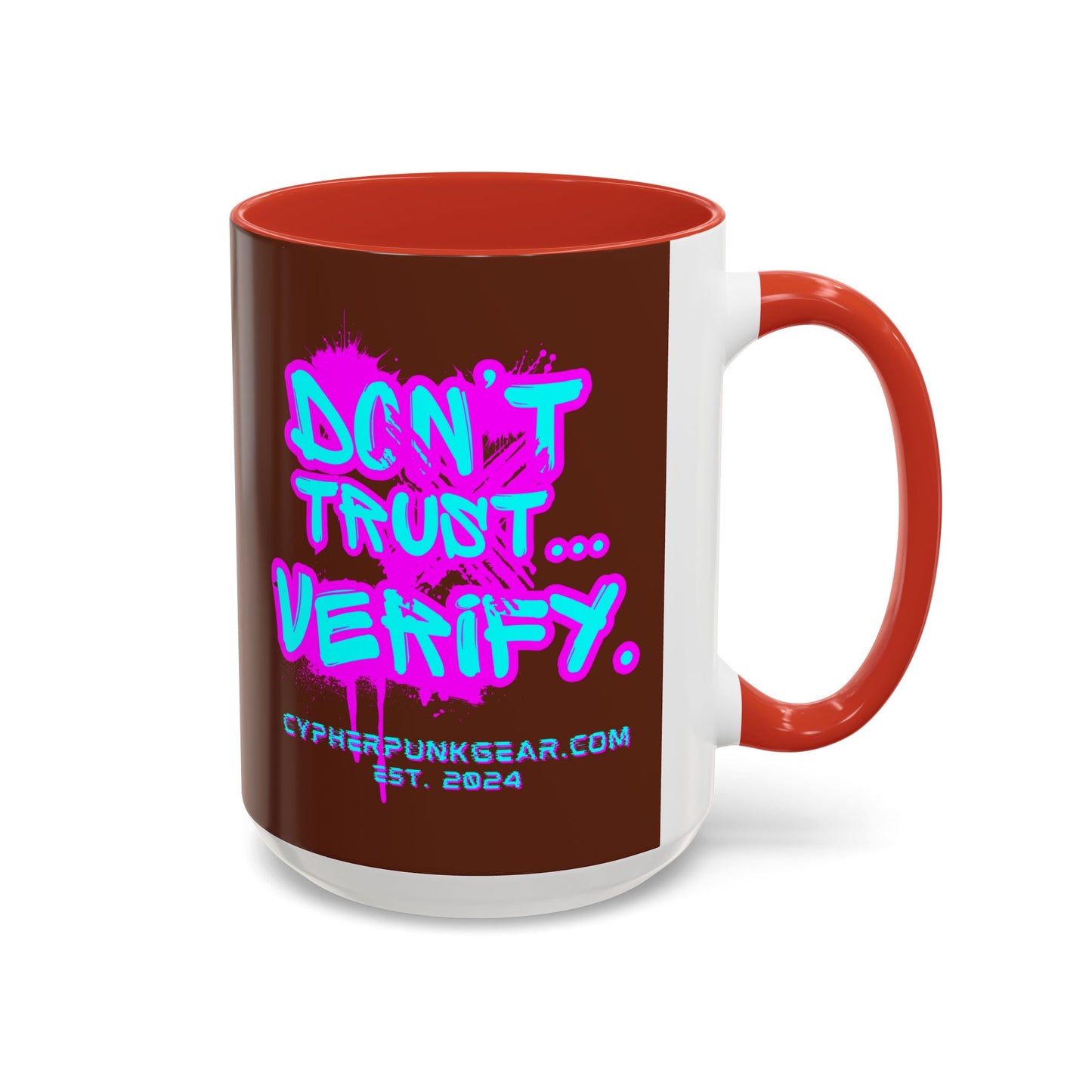 Don't Trust...Verify. Brown Accent Mug by cypherpunkgear.com