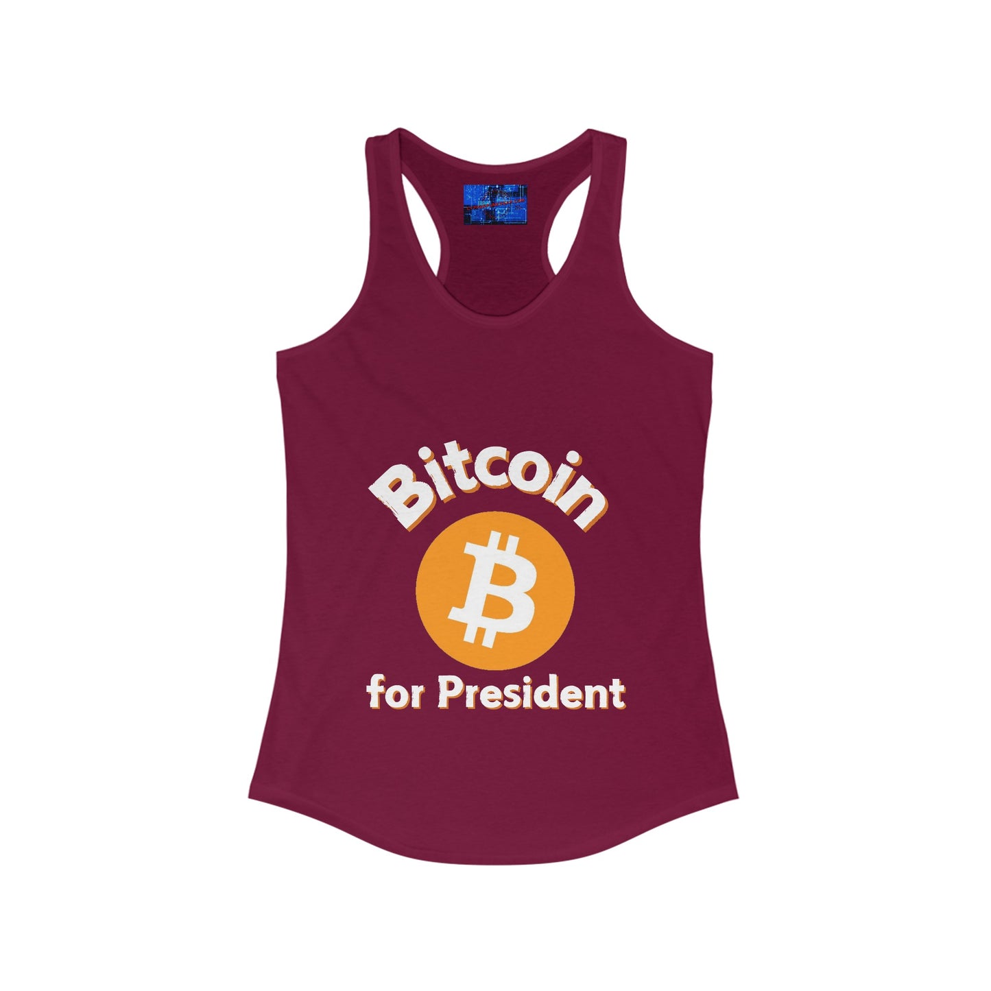 Bitcoin (BTC) for President Women's Racerback Tank Top by cypherpunkgear