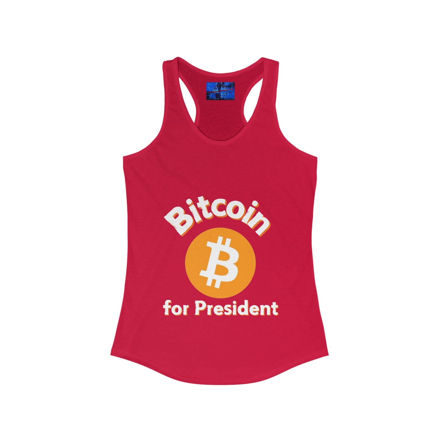 Bitcoin (BTC) for President Women's Racerback Tank Top by cypherpunkgear