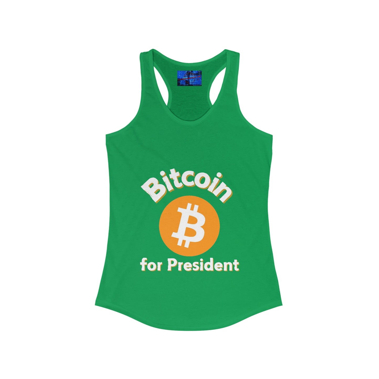 Bitcoin (BTC) for President Women's Racerback Tank Top by cypherpunkgear