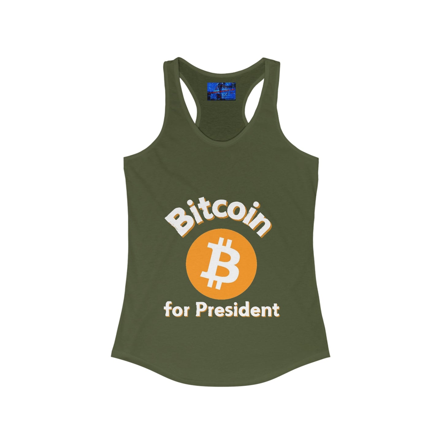 Bitcoin (BTC) for President Women's Racerback Tank Top by cypherpunkgear