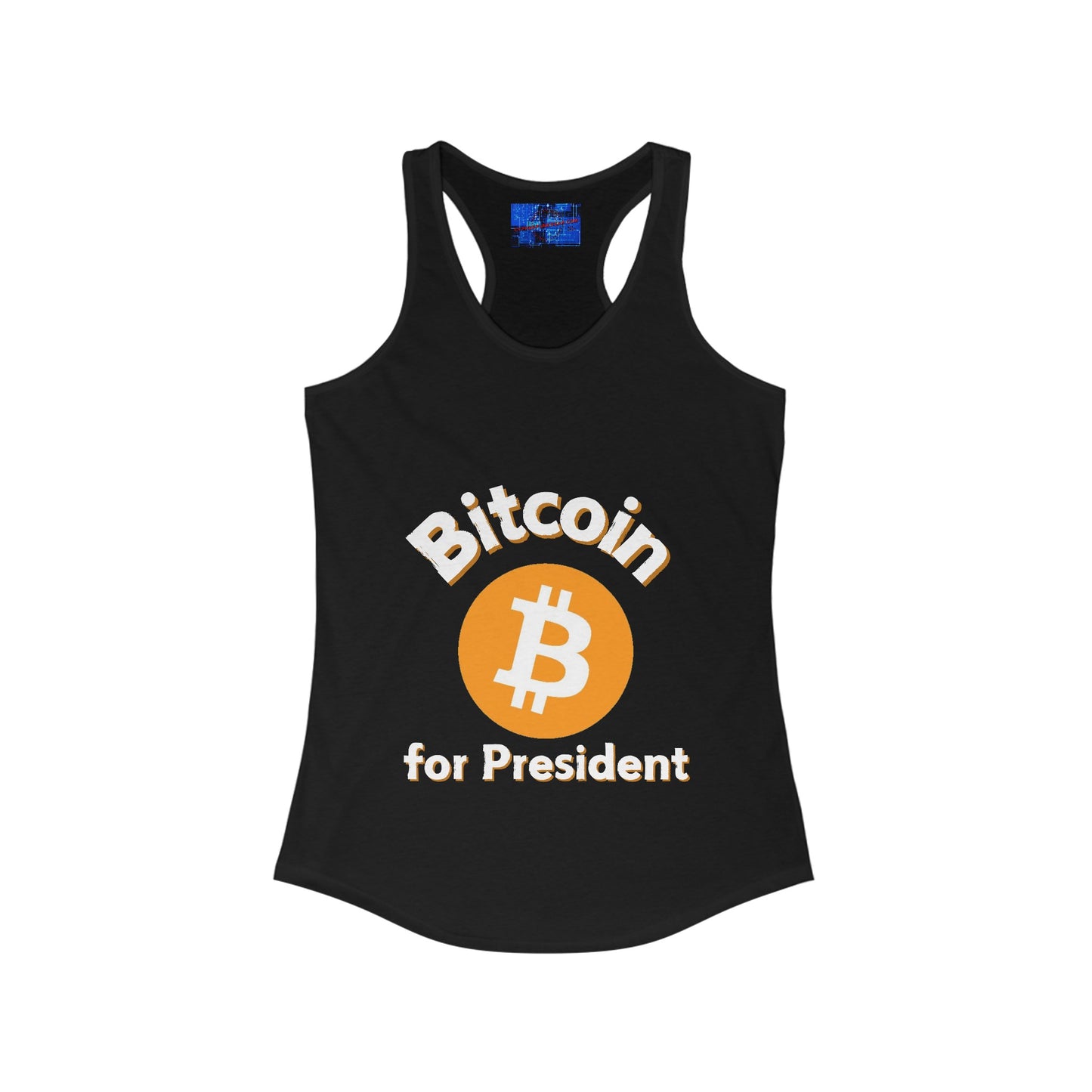 Bitcoin (BTC) for President Women's Racerback Tank Top by cypherpunkgear