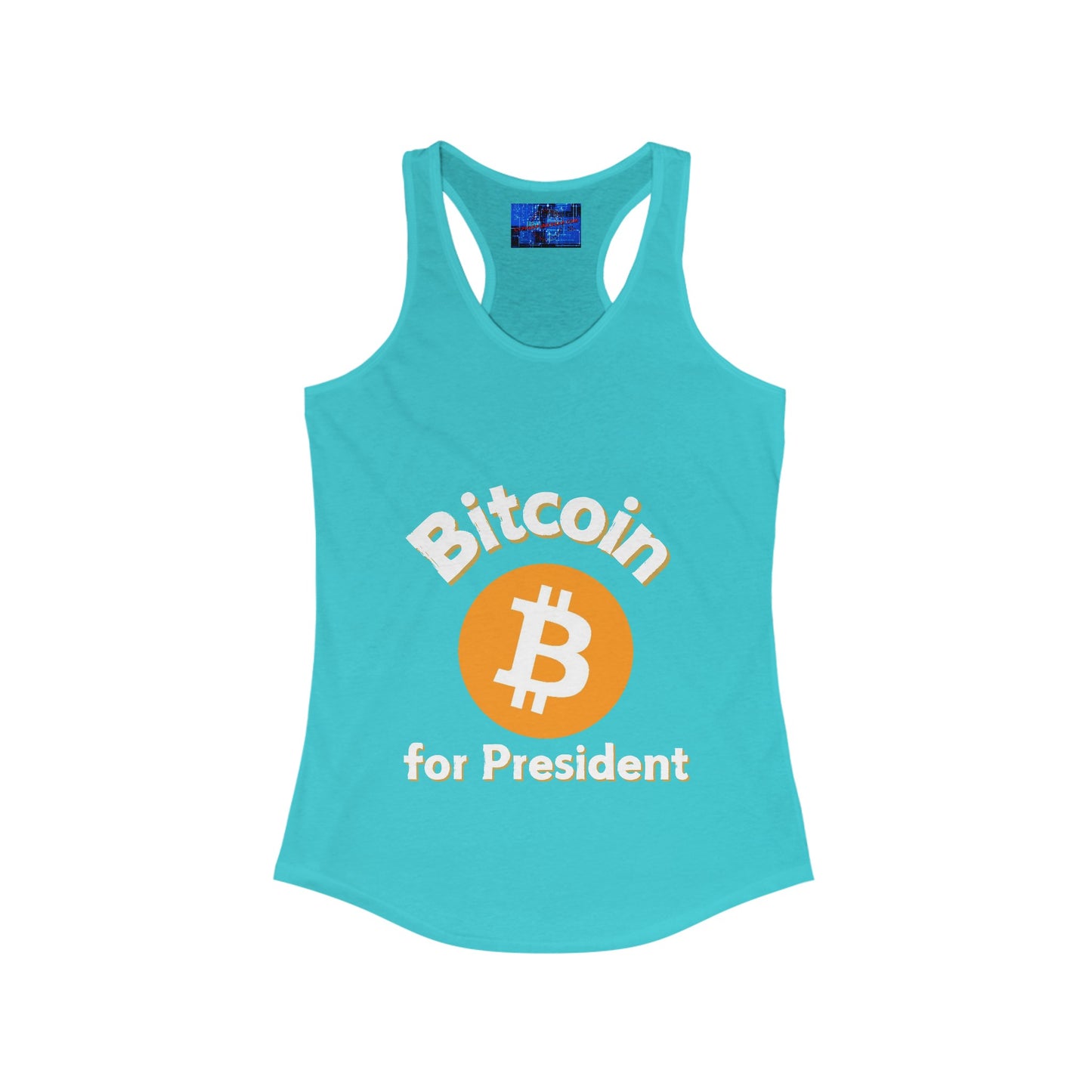 Bitcoin (BTC) for President Women's Racerback Tank Top by cypherpunkgear