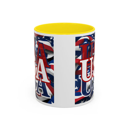 USA White font Center Patriot Accent Mug by cypherpunkgear.com