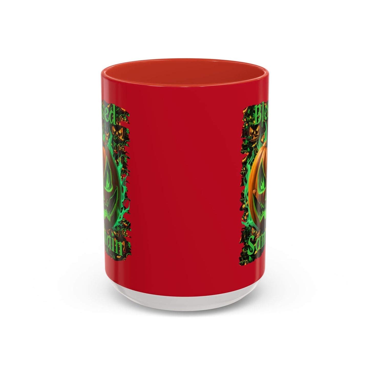 Blessed Samhain Green Jack Red Accent Mug by CreepyCrafts.boo