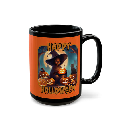 Happy Halloween Cute Witch Orange font Orange Mug by CreepyCrafts.boo