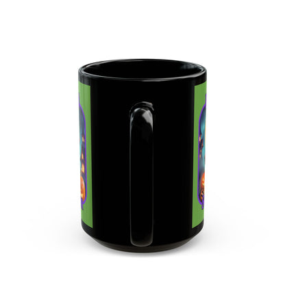 Blessed Samhain Little Witch Purple font Green Mug by CreepyCrafts.boo