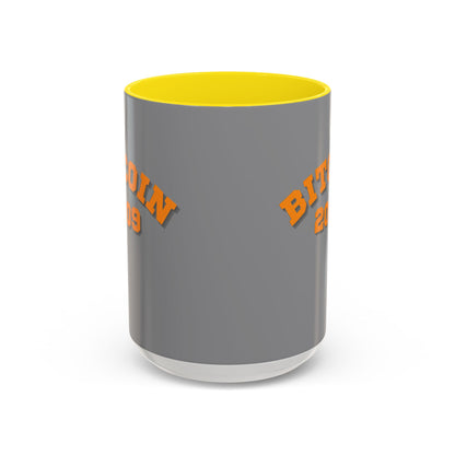 Bitcoin 2009 Grey Accent Mug by cypherpunkgear.com