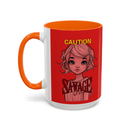 Caution, Savage Red Accent Mug by cypherpunkgear.com