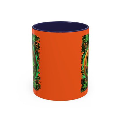 Blessed Samhain Green Jack Orange Accent Mug by CreepyCrafts.boo
