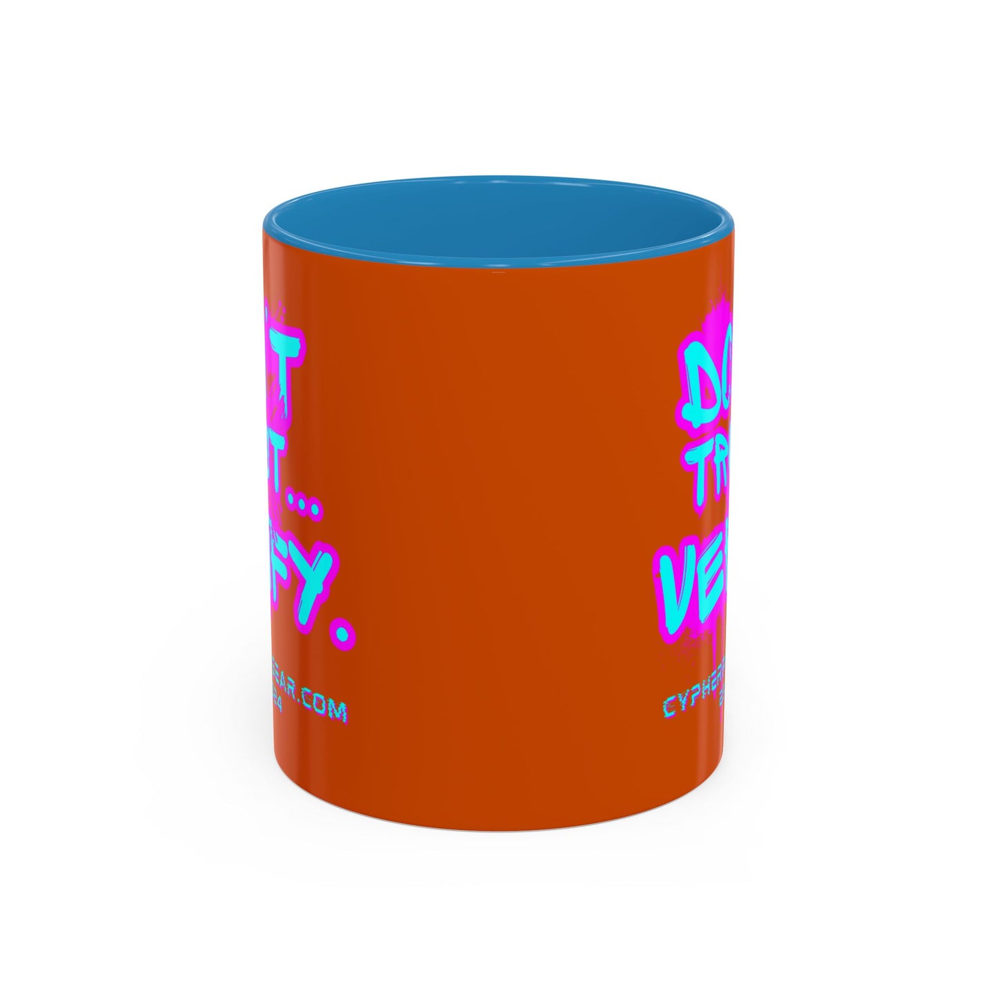 Don't Trust...Verify. Orange Accent Mug by cypherpunkgear.com