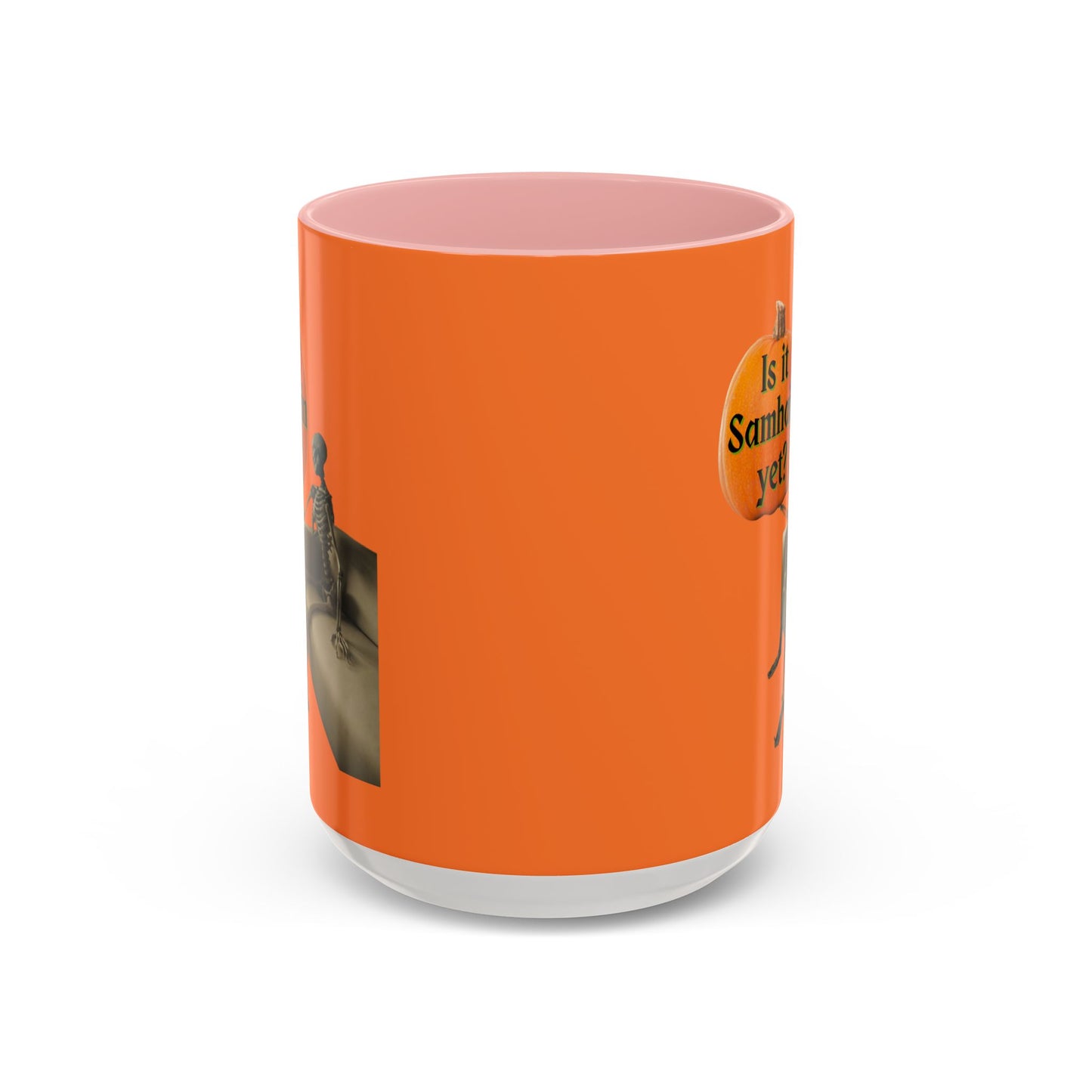 Is it Samhain yet? Skeleton's Pumpkin Orange Accent Mug by CreepyCrafts.boo
