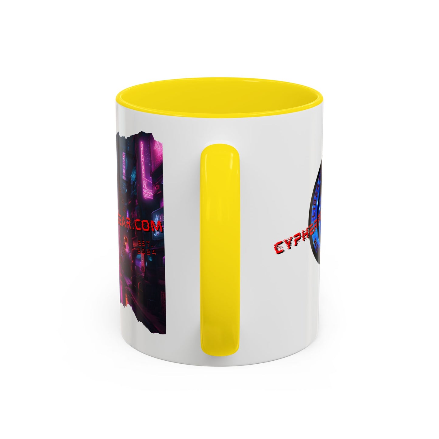 2-sided, cypherpunkgear.com Logo & Cityscape Accent Mug by cypherpunkgear.com