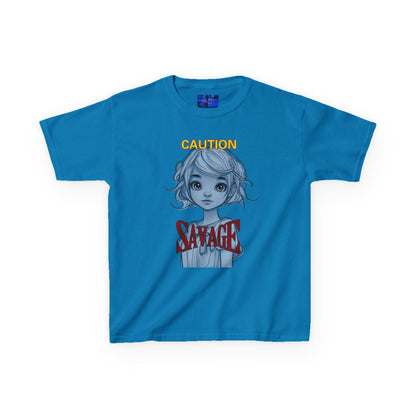Caution: Small but Savage Kids Heavy Cotton Tee by cypherpunkgear.com