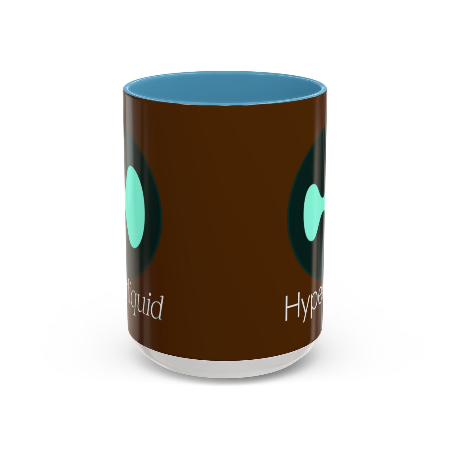 Hyperliquid White font Brown Accent Mug by cypherpunkgear.com