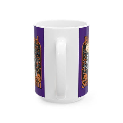 Spooktacular Skeletons of Samhain Purple Mug by cypherpunkgear