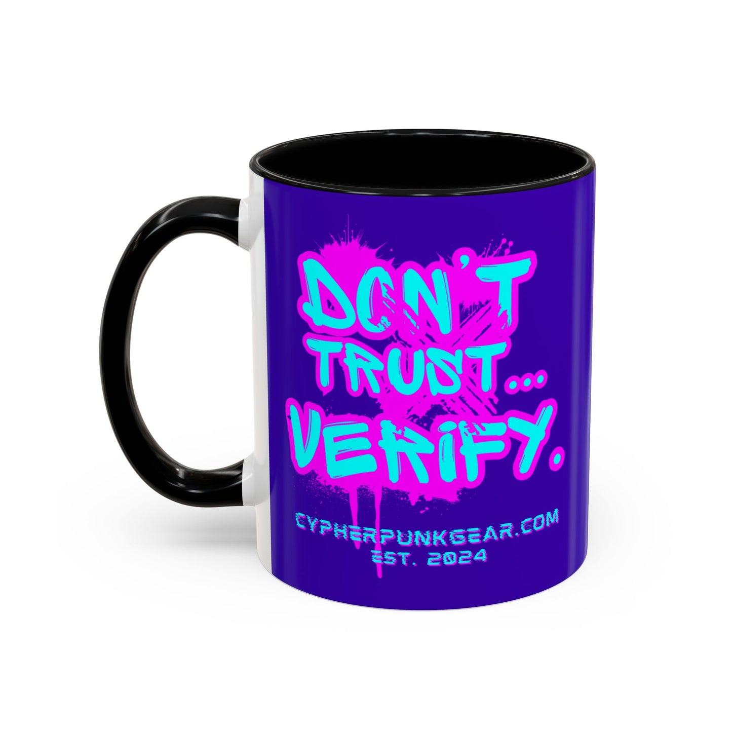 Don't Trust...Verify. Dark Purple Accent Mug by cypherpunkgear.com