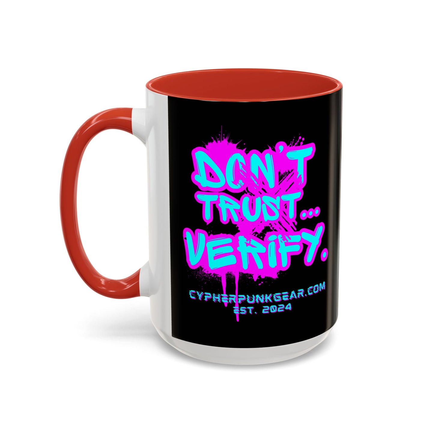 Don't Trust...Verify. Black Accent Mug by cypherpunkgear.com