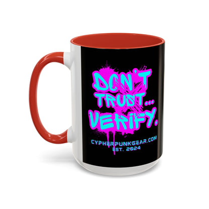 Don't Trust...Verify. Black Accent Mug by cypherpunkgear.com