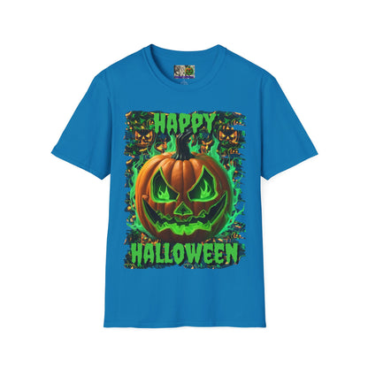 Happy Halloween Green Jack Dark colors Unisex T-Shirt by CreepyCrafts.boo