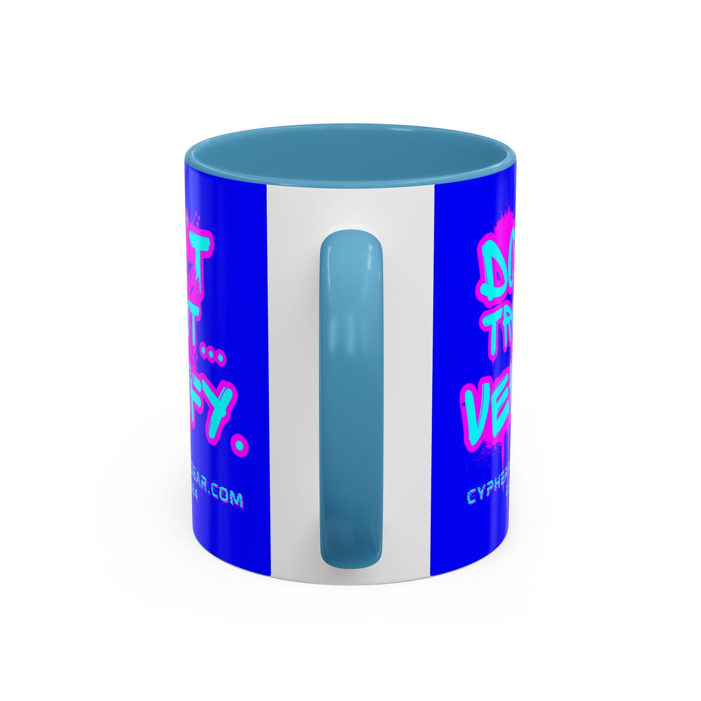 Don't Trust...Verify. Dark Blue Accent Mug by cypherpunkgear.com