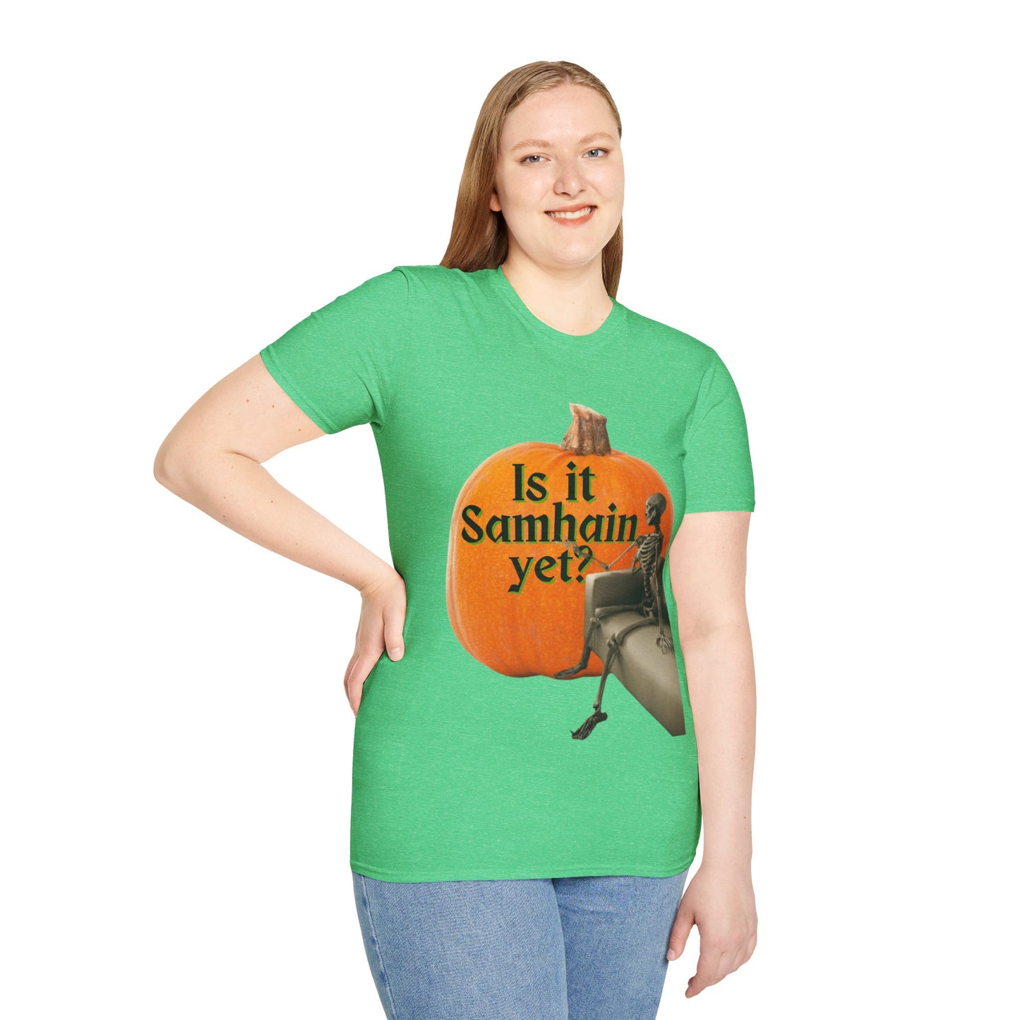 Is It Samhain Yet? Skeleton's Giant Pumpkin Dark colors Unisex T-Shirt by CreepyCrafts.boo